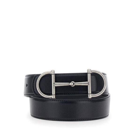 Gucci Men Black Belt With Horsebit On The Front In Leather Man